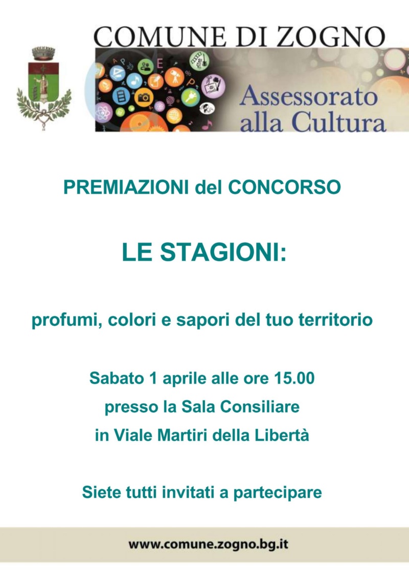 LOCANDINA PREMIAZIONI concorso stagioni 2017 LOCANDINA PREMIAZIONI concorso stagioni 2017