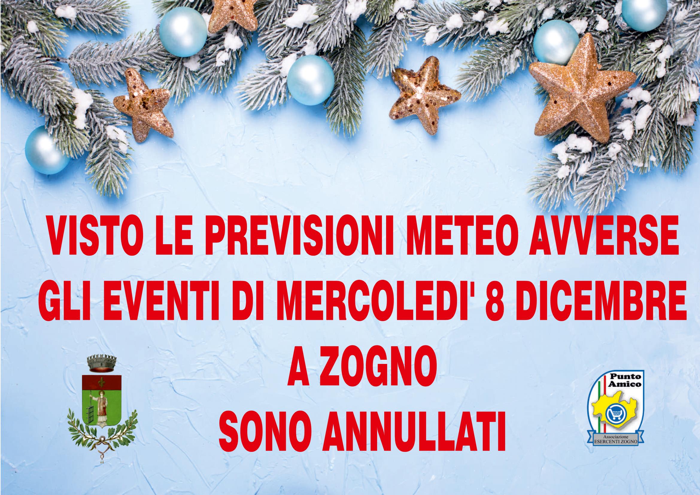 Eventi del 8 dicembre annullati