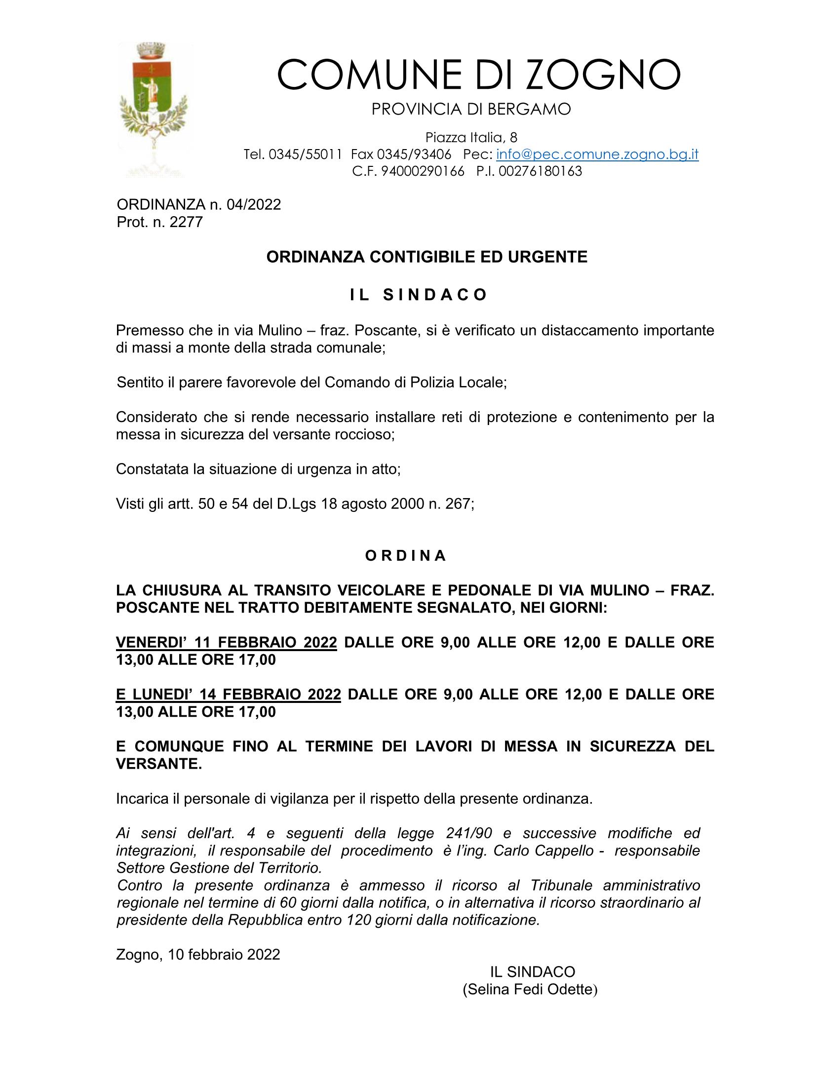 Ordinanza n  04 contingibile urgente caduta mssi via Mulino - Poscante_Page_1