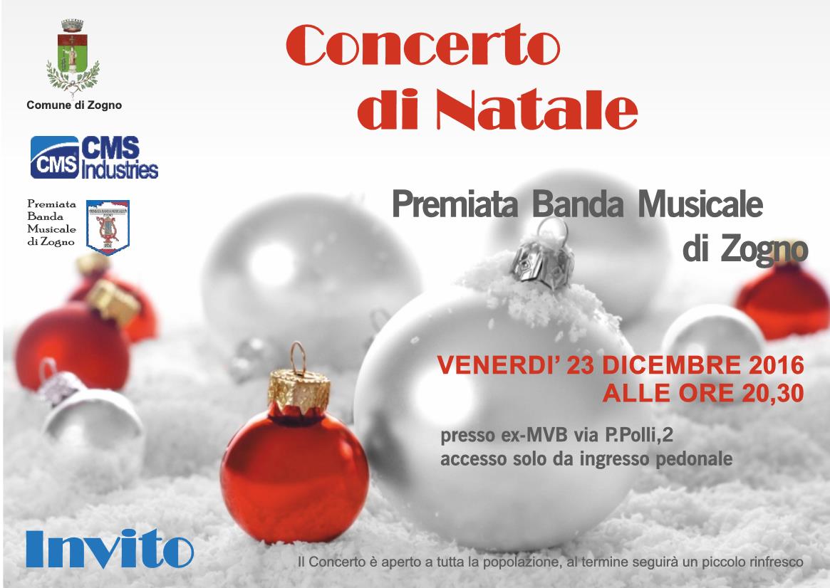 Concerto di Natale della Premiata Banda Musicale di Zogno c/o ex-MVB il 23 Dicembre