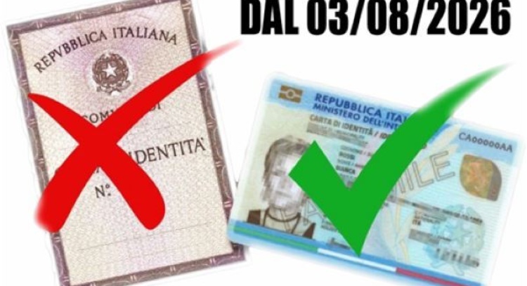 AVVISO:  SCADENZA 03/08/2026 VALIDITA' CARTA D'IDENTITA' CARTACEA