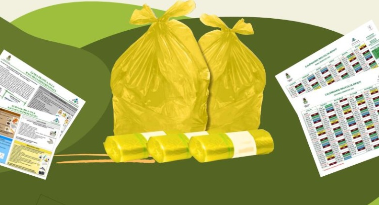 Distribuzione dei sacchi gialli per il conferimento della plastica e il calendario 2026