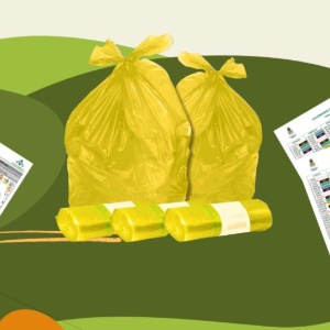 Distribuzione dei sacchi gialli per il conferimento della plastica, il calendario, ed un opuscolo 