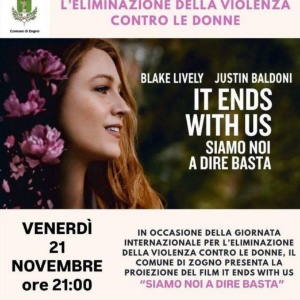 Venerdì 21 novembre proiezione gratuita del film -It Ends With Us- in occasione della Giornata Internazionale per l’eliminazione della violenza contro le donne 